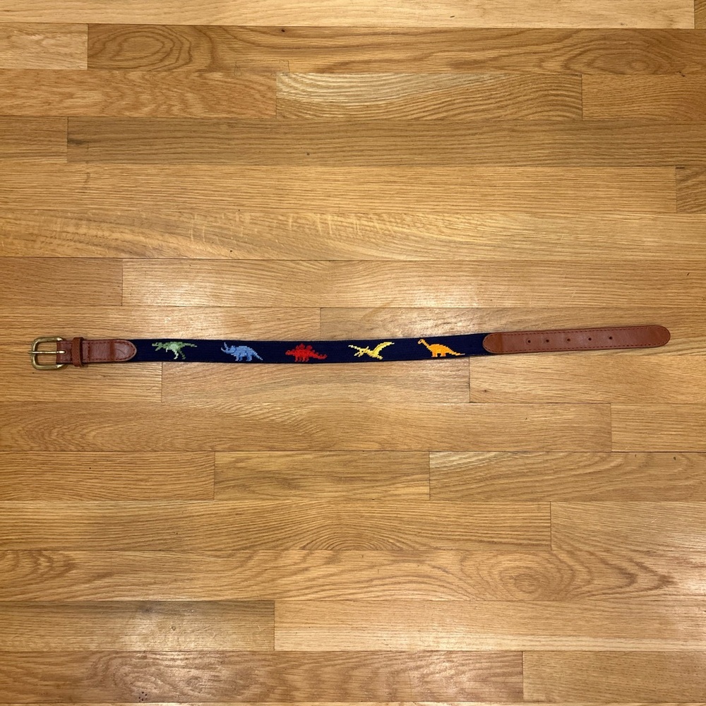 Smathers & Branson Children’s Needlepoint Dinosaur Belt - Size Medium